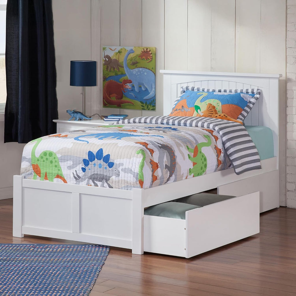 AFI, Nantucket Twin XL Platform Bed with Footboard & Storage Drawers, White