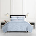 kate spade new york Spade Floral 2-Piece Twin Quilt Bedding Set, 100% Cotton Sateen Reversible Cover, All Season Warmth Bedding, Machine Washable, Halogen Blue