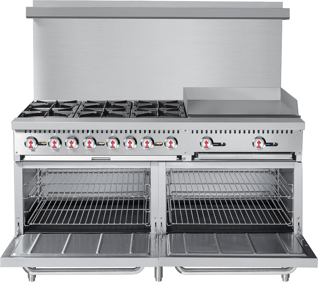 KoolMore 60 in. 6 Burner Commercial Natural Gas Range with 24 in. Griddle (KM-CRG60-NG)