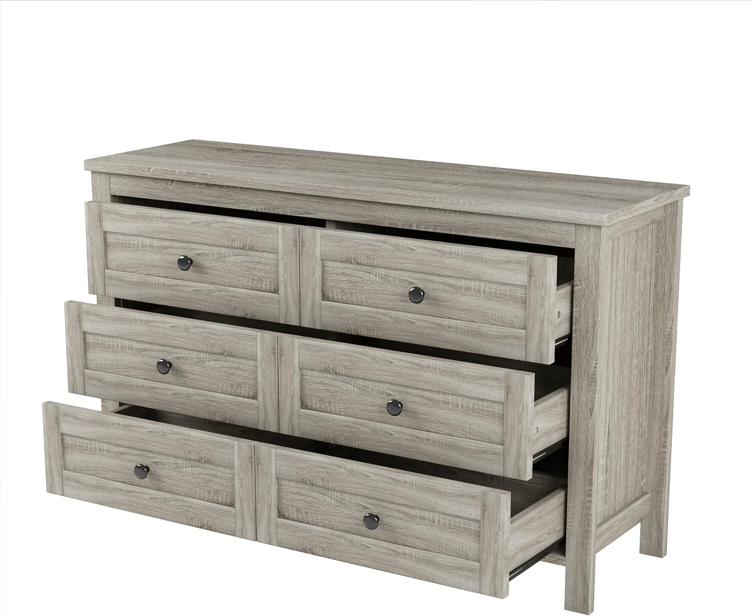 SOFTSEA 3 Piece Farmhouse Bedroom Set, Queen Size Platform Bed with Storage Headboard and Charging Station, Storage Dresser and Nightstand, Wood Bed Frame Set, Antique Gray