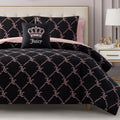 Juicy Couture Black Link Logo Printed Comforter Set, Full – Complete 8-Piece Bed in a Bag Collection