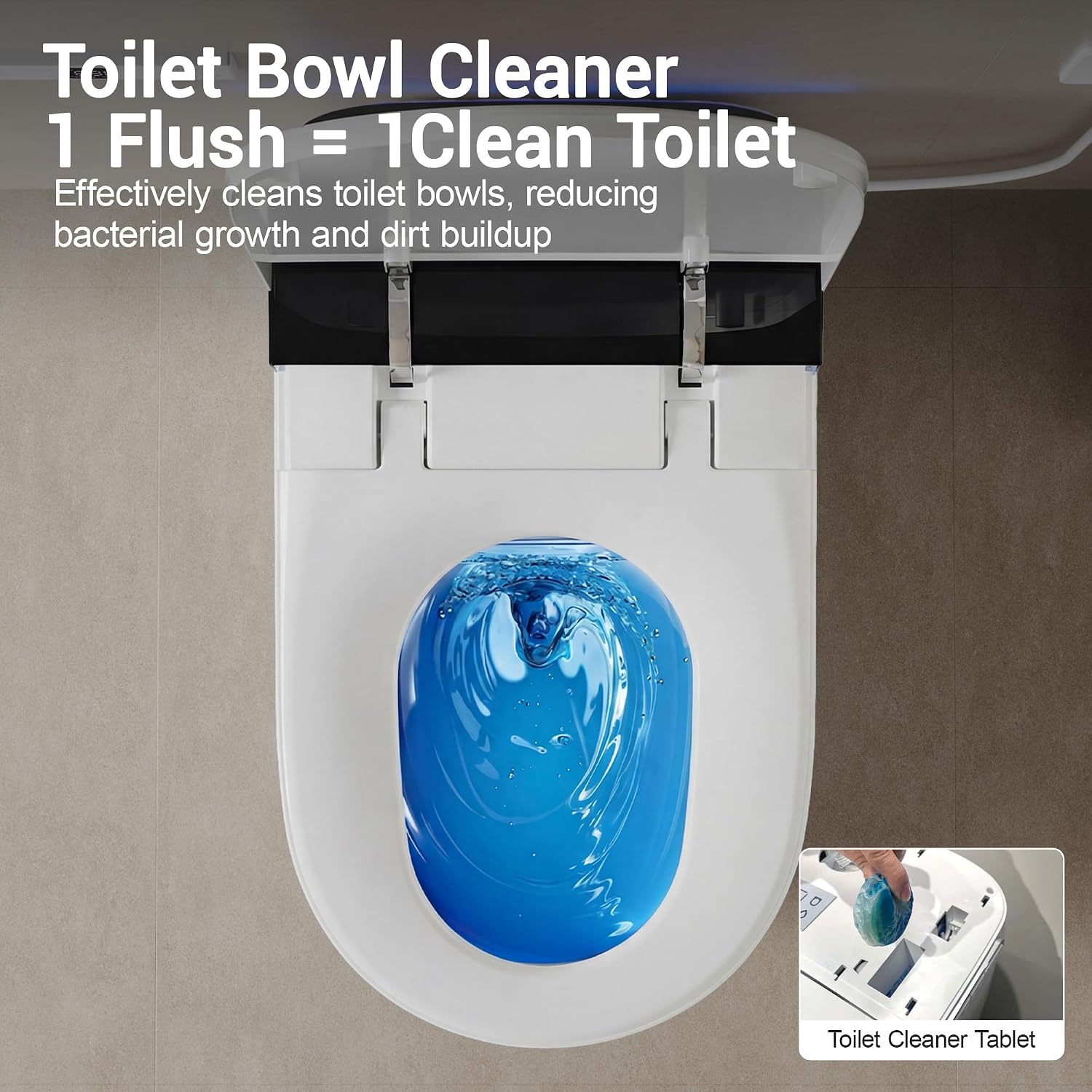 Luxury Smart Toilet with Tank, Elongated Electric Bidet Toilet with Foam Shield, Cleaner Tablets, Dual Auto Flush/Lid&Seat, Foot Sensor, UV-C light, One Piece Toilets with Dryer, LED Display