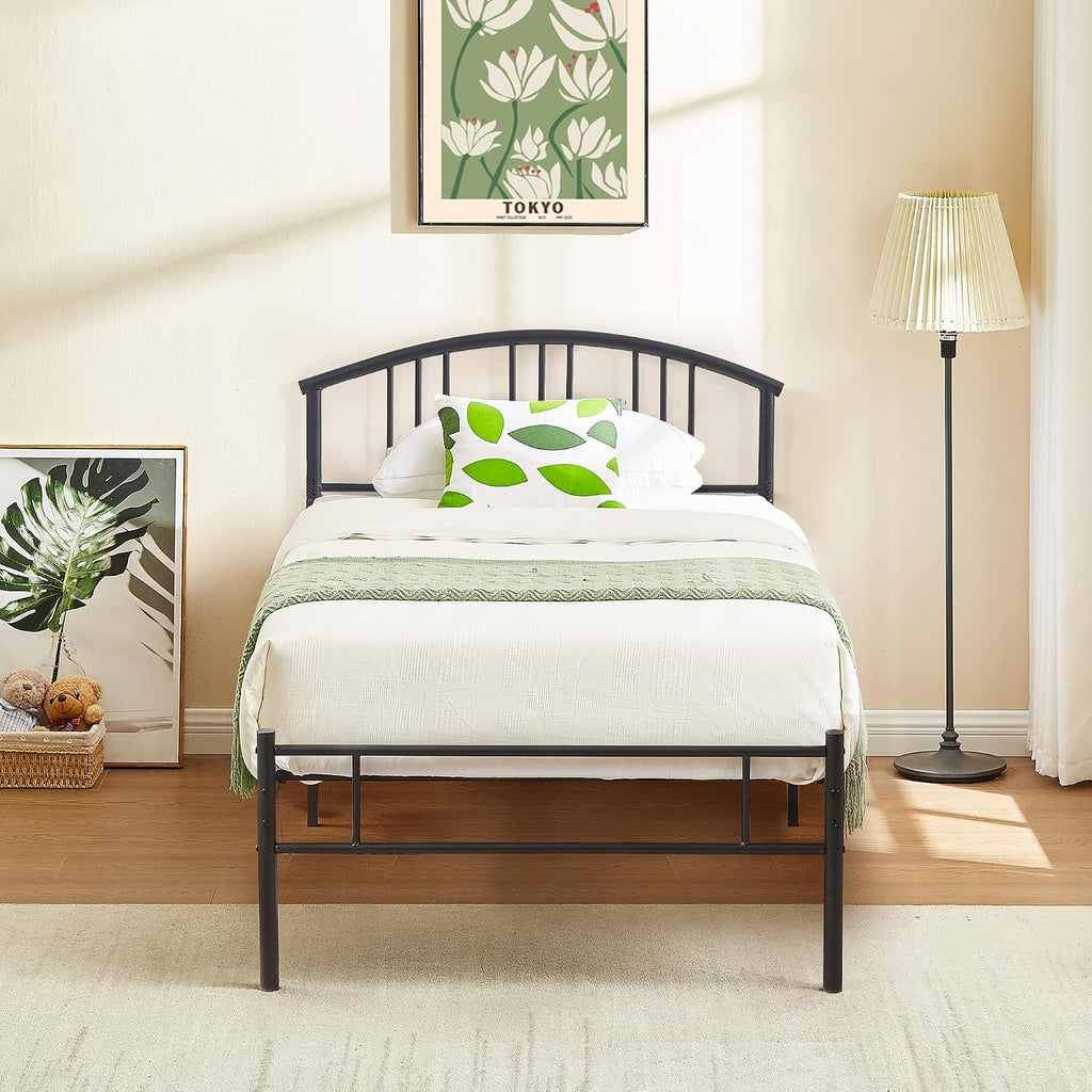 VECELO Twin Bed Frame with Headboard and Footboard, 14 Inch Metal Platform Mattress Foundation, Sturdy Premium Steel Slat/No Box Spring Needed