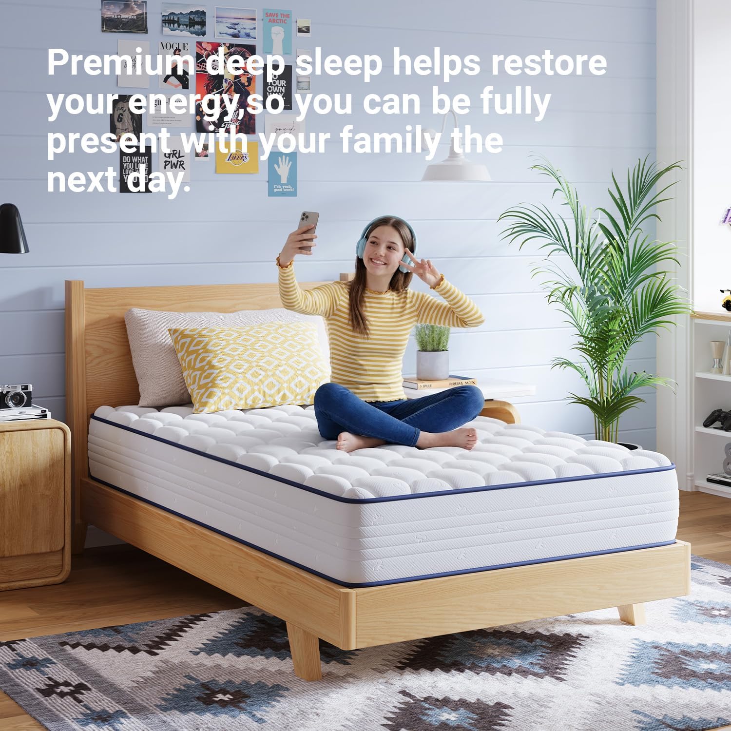 Avenco 6 Inch Twin Mattress for Deep Sleep, Twin Size Mattresses with Innerspring for Pressure Relief, Foam and Spring Hybrid Colchones Breathable Cover CertiPUR-US Certified Bed Mattress in a Box