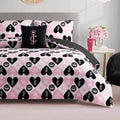Juicy Couture Plush Reversible Queen Heart Logo 3-Piece Twin/Twin XL Comforter Set with Decorative Pillow, Pink