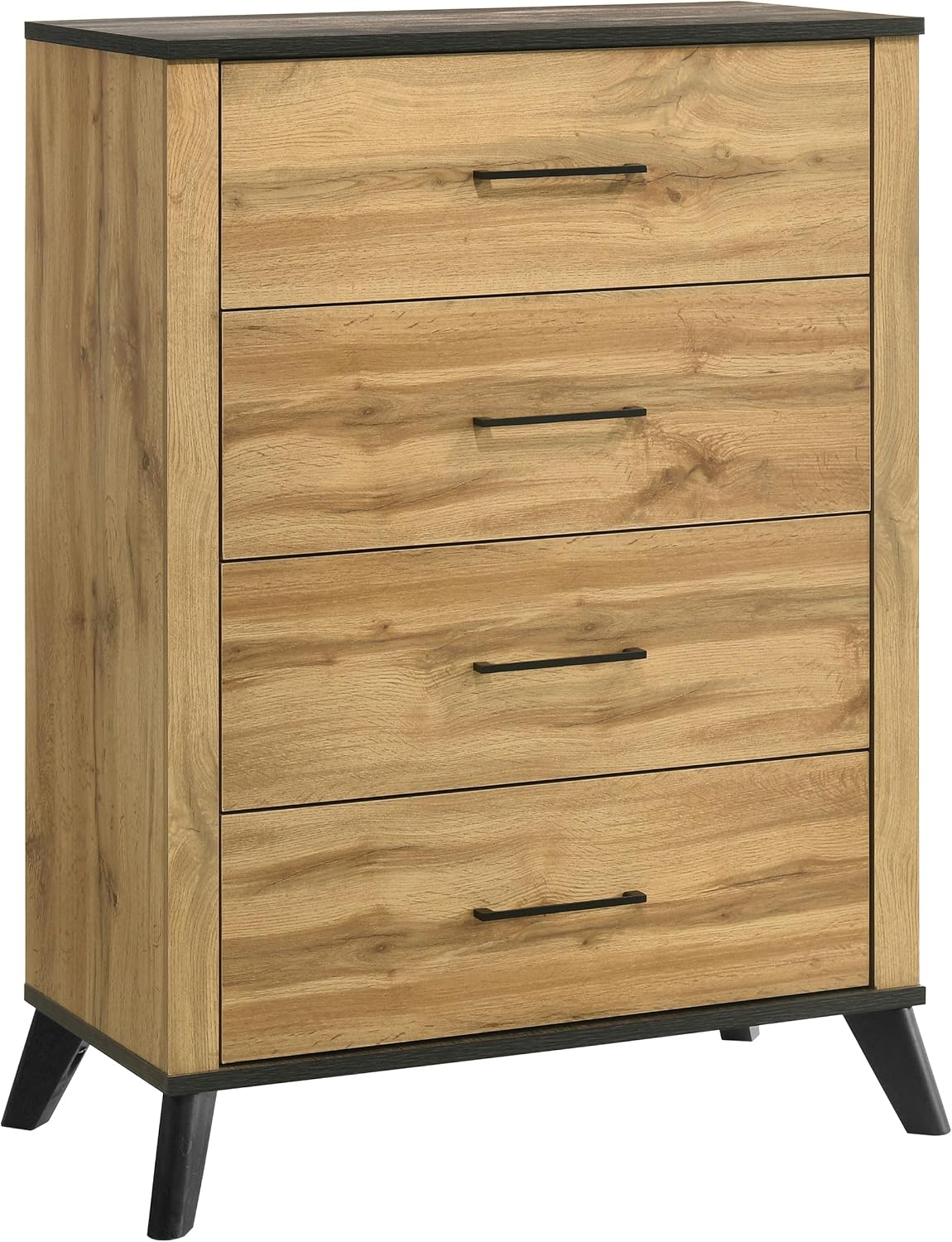 Coaster Home Furnishings Kaywood Mid-Century Modern 5-Piece Bedroom Set Eastern King Size Panel Bed Frame 52-inch Headboard Weathered Brown and Natural Pine 225001KE-S5