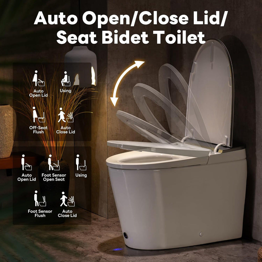 Casta Diva Smart Toilet with Bidet Built in, Auto Open/Close Lid,1000g MaP Flush, Heated Seat & Foam Dispenser, Foot Sensor Auto Flush, Blackout Flush, Bidet Toilet with Tank Built in (CD-K030PRO)