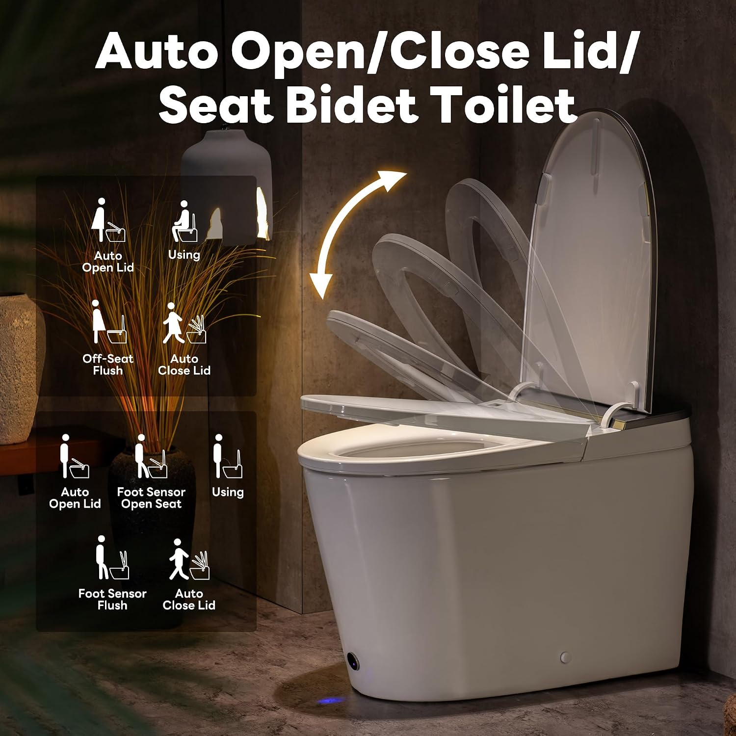 Casta Diva Smart Toilet with Bidet Built in, Auto Open/Close Lid,1000g MaP Flush, Heated Seat & Foam Dispenser, Foot Sensor Auto Flush, Blackout Flush, Bidet Toilet with Tank Built in (CD-K030PRO)