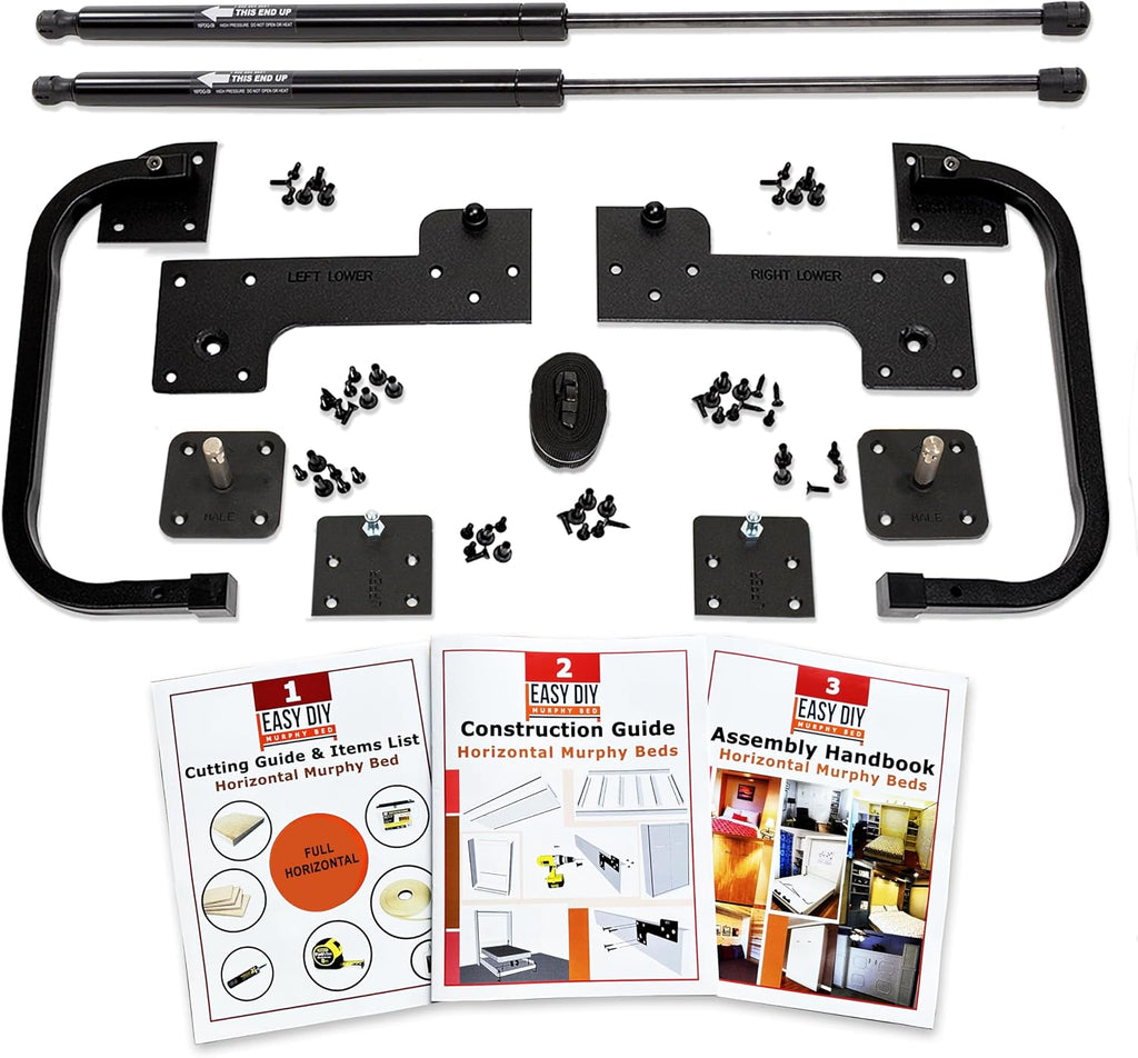 Murphy Bed Full Size DIY Hardware Kit – Horizontal Wall Bed Kit | Full Double Murphy Bed Frame - Made in USA - Easy DIY Full Murphy Bed Hardware Kit - Hide Away Bed - Space Saving Pull Down