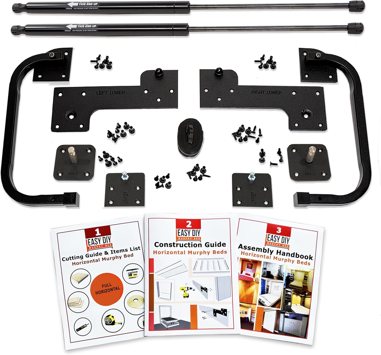 Murphy Bed Full Size DIY Hardware Kit – Horizontal Wall Bed Kit | Full Double Murphy Bed Frame - Made in USA - Easy DIY Full Murphy Bed Hardware Kit - Hide Away Bed - Space Saving Pull Down
