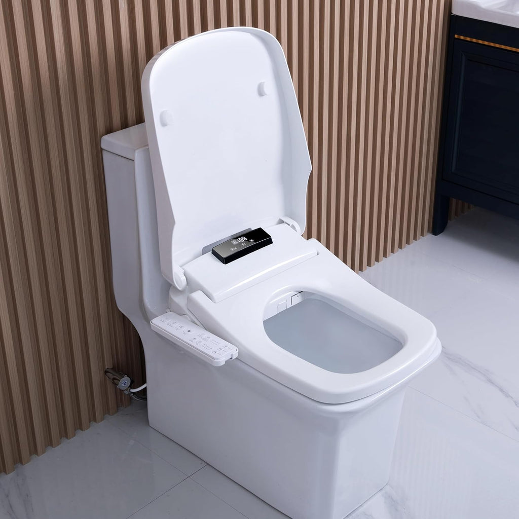 WLJBIDET Square Bidet Seat for Rectangle Toilets, Electric Heated Toilet Seat, Adjustable Air Dryer and Warm Water, Front and Rear Wash, 110V-120V Only