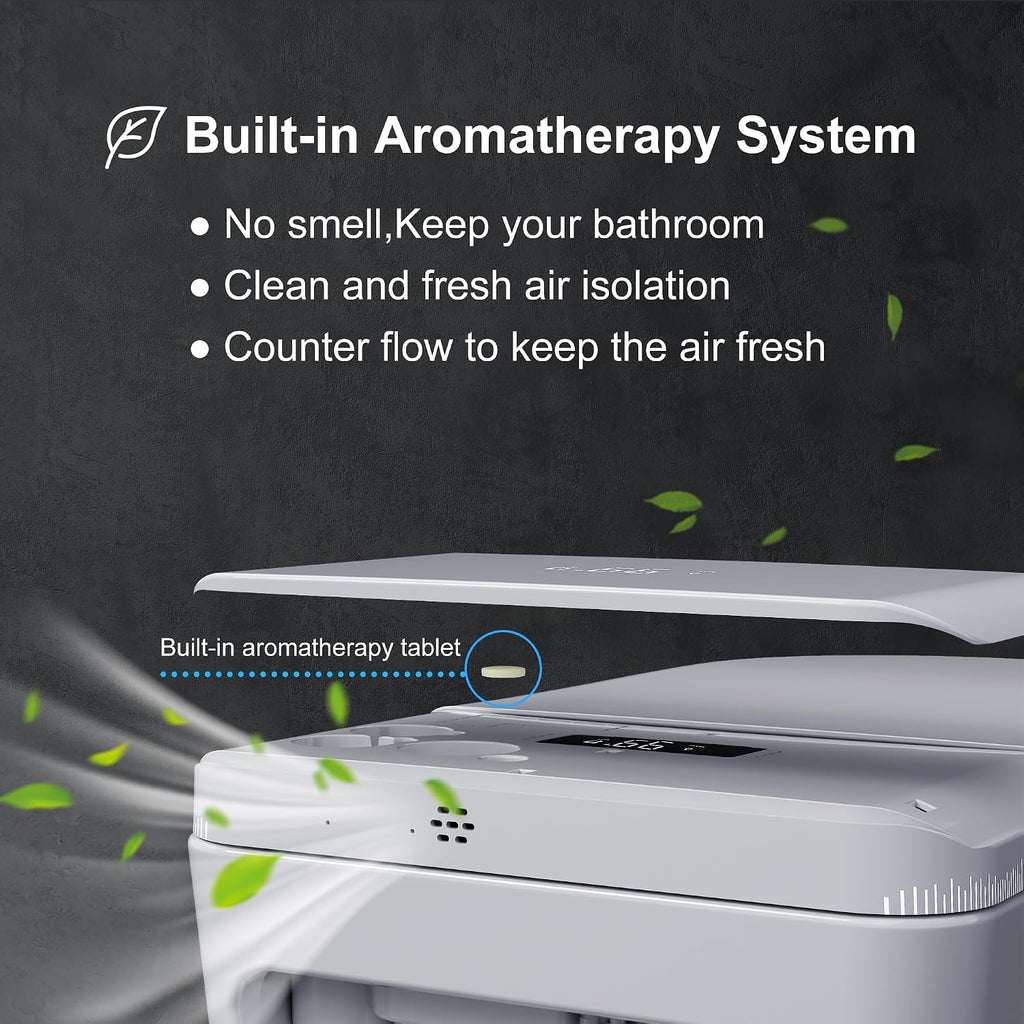 TDH Smart Toilet with Bidet Built in,Foam Shield, Blackout Flushing,Heated Seat with Instant Water, Aromatherapy Tablet,Foot Sensor Auto Open/Close,Ambient Lighting for Bathrooms