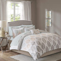Madison Park Essentials Central Park Bed in a Bag Comforter, Vibrant Color Design All Season Down Alternative Cover with Complete Cotton Sheet Set, Queen(90'x90'), Leaf Coral/Green