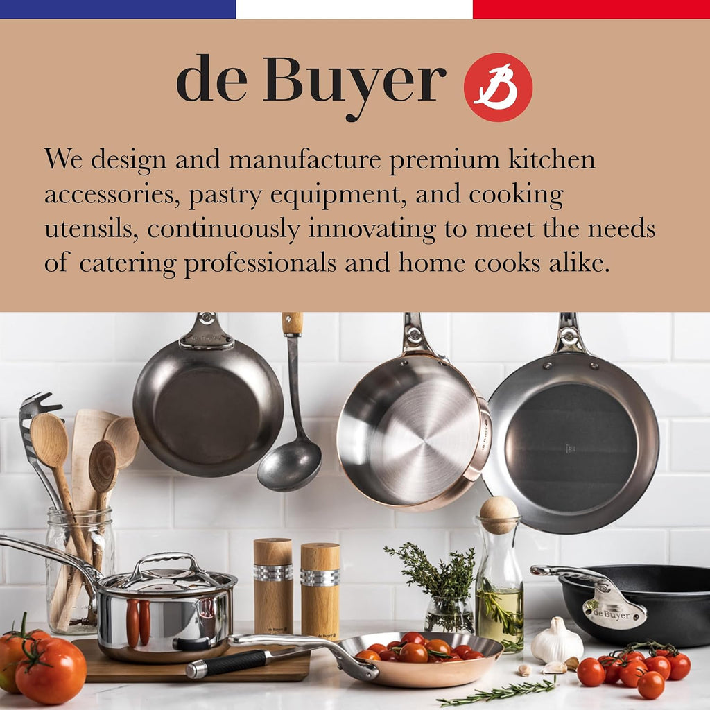 de Buyer MINERAL B Carbon Steel Country Fry Pan - 11' Diameter, 7.7' Cooking Surface - Ideal for Sauteing, Simmering, Deep Frying & Stir Frying - Naturally Non-Stick Finish - Made in France