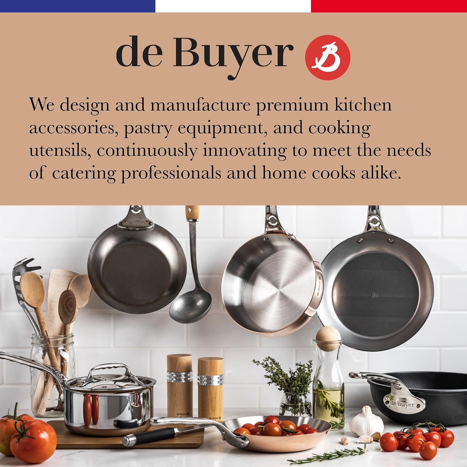 de Buyer MINERAL B Carbon Steel Country Fry Pan - 12.5' Diameter, 8.9' Cooking Surface - Ideal for Sauteing, Simmering, Deep & Stir Frying, One-Pan Meals - Naturally Non-Stick Finish - Made in France