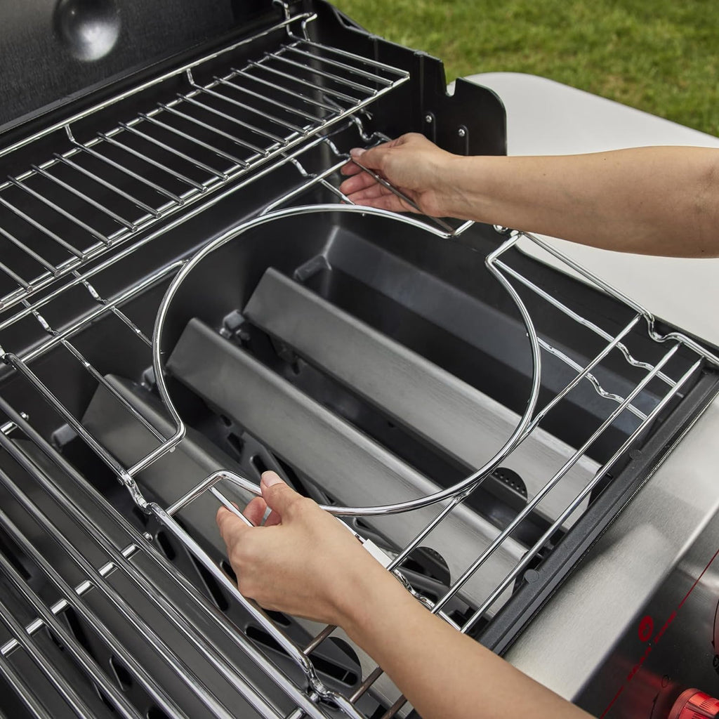 Weber Genesis E-335 Liquid Propane Gas Grill for Outdoor Cooking, 3 Burners and 1 Side Burner, Black – Porcelain-Enameled Cast-Iron Grates, PureBlu Burners & Sear Zone