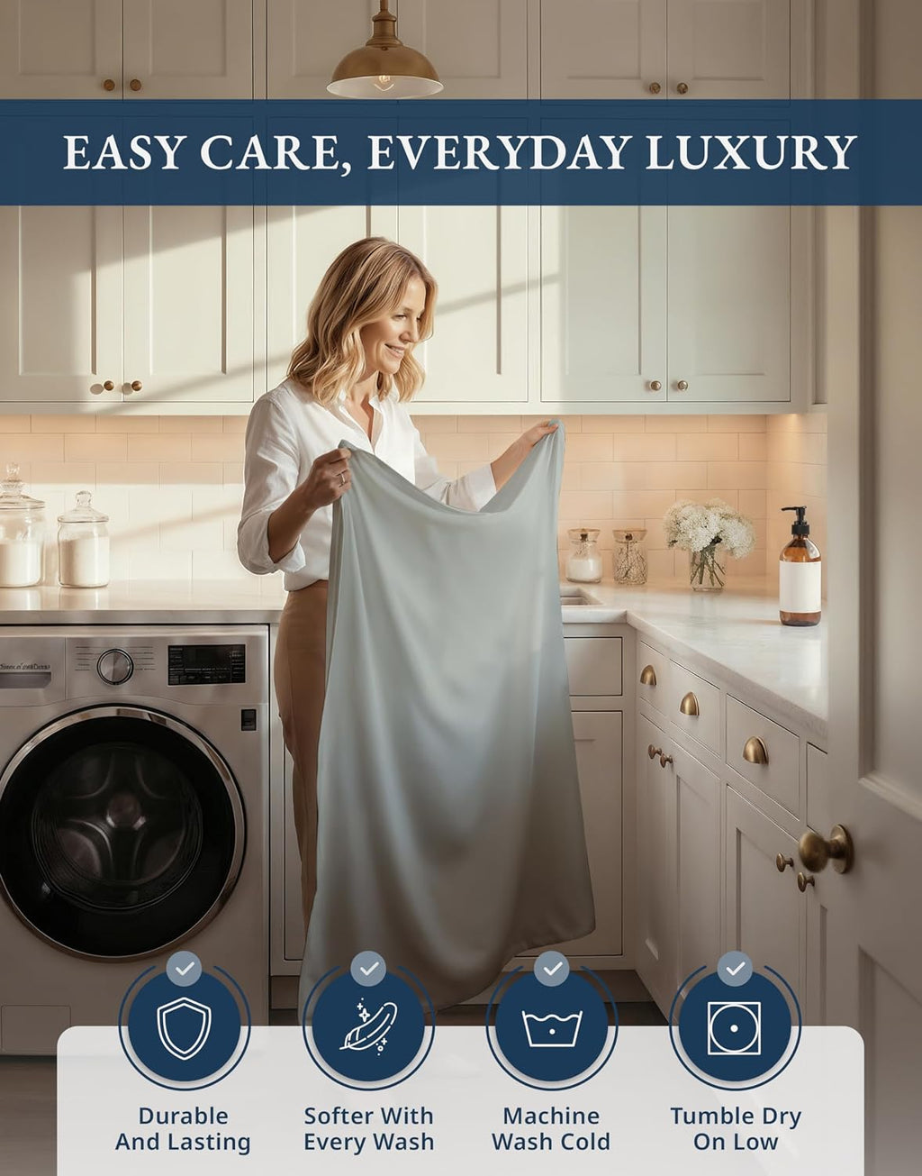 100% Egyptian Cotton Sheets King Size - 1000 Thread Count Naturally Cooling & Breathable Sateen King Size Sheets Set, Ultra-Soft & Durable Hotel Luxury Sheets with 15' Snug Fit Deep Pockets - Silver