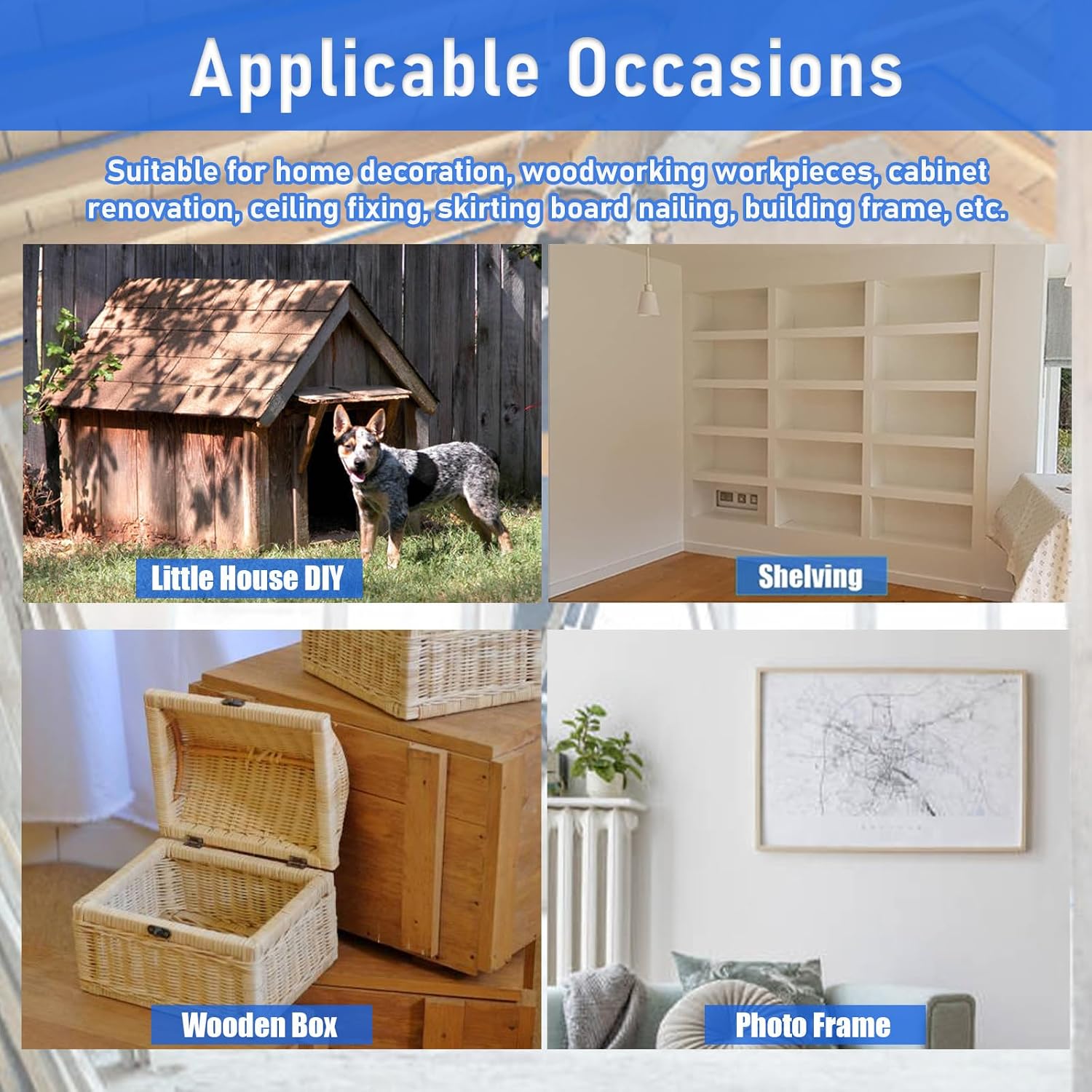 Cordless Brad Nailer, 2 in 1 Electric Stapler/Nailer, Support Single Shot/Continuous Shot, Handheld Electric Nailing Machine, for Home Decoration, Ceiling Fixing, Frame Building,Blue