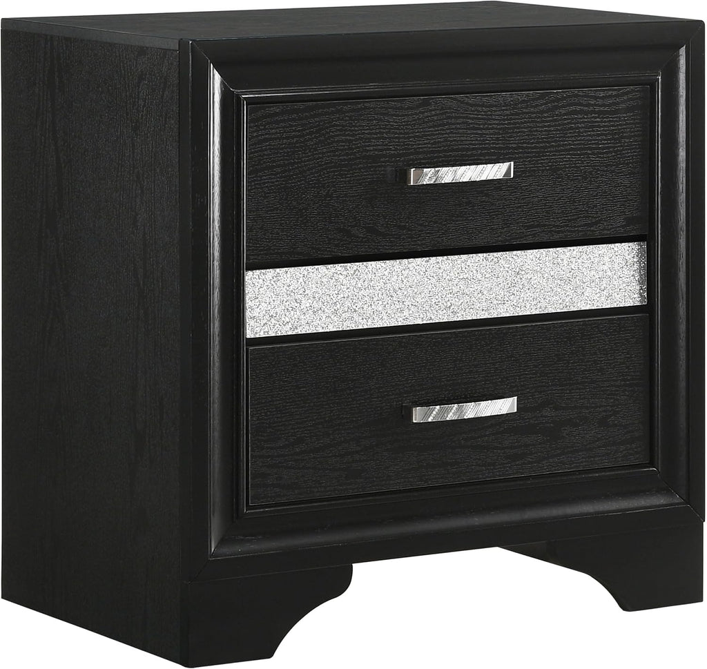 Coaster Home Furnishings Miranda Contemporary 5-Piece Bedroom Set Eastern King Size Storage Panel Bed Frame 50-inch Headboard Black 206361KE-S5
