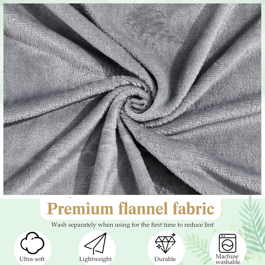 Buryeah 24 Pack French Grey Oeko-Tex Certified Bulk Wedding Blankets for Guests, 50 x 60 Inch Flannel Throw with Thank You Cards & Ribbon, Bulk Wedding Souvenir Gifts, Spa & Sleepover Party Favors