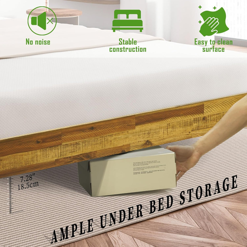 Acacia Sierra King Bed Frame with Headboard Solid Wood Platform Bed, Adjustable Headboard King Bed Frame, Farmhouse Wood Bed Compatible with All Mattress Types, Early American