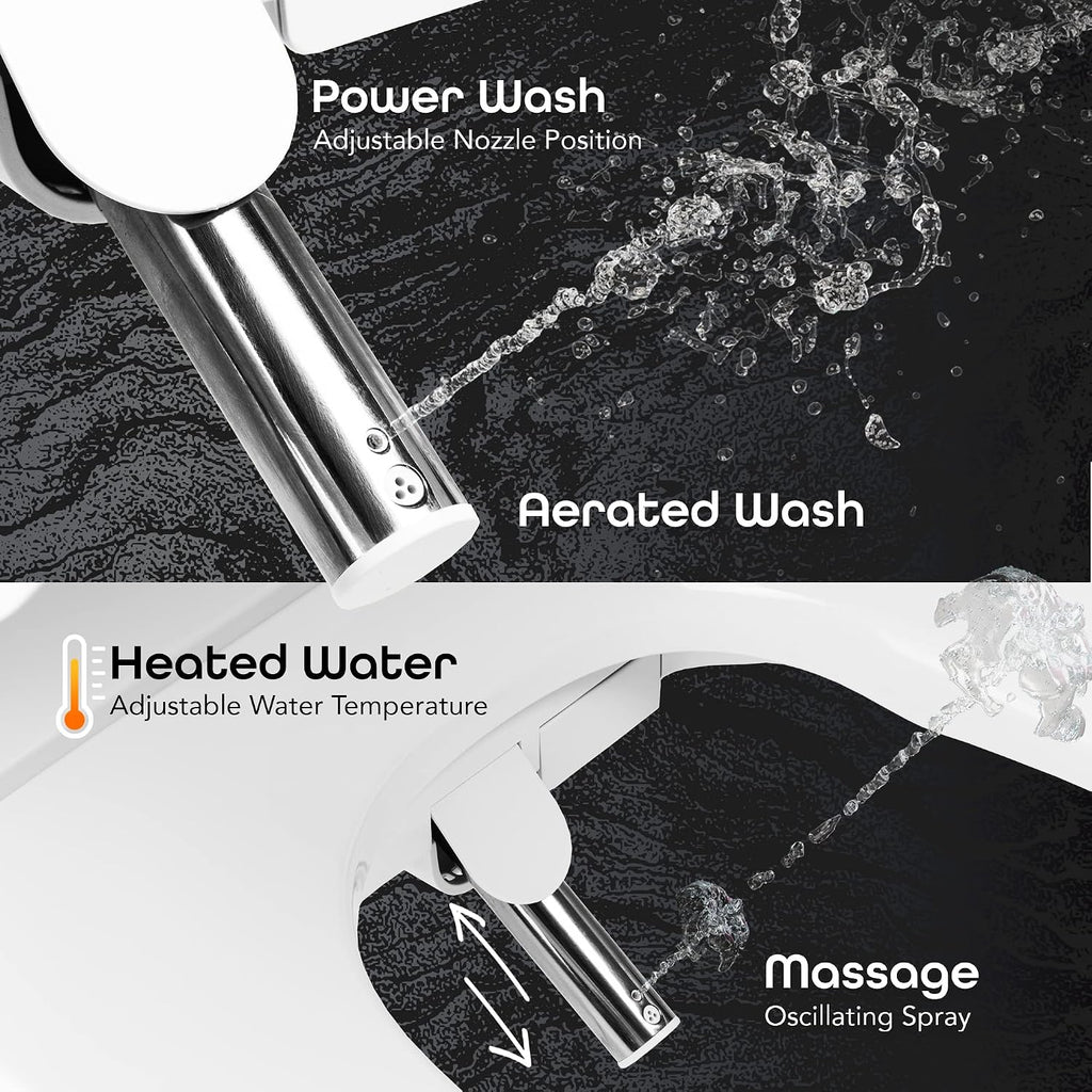 BidetMate 3000 Series Electric Heated Bidet Smart Toilet Seat with Unlimited Heated Water, Side Control Panel, and Adjustable Warm Air Dryer - Self-Cleaning - Fits Elongated Toilets