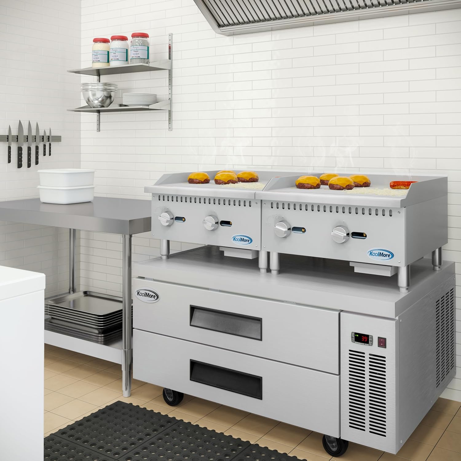 KoolMore 24 in. Natural Gas 2-Burner Griddle with 60,000 BTU in Stainless-Steel, ETL Listed (KM-GG2-24M)