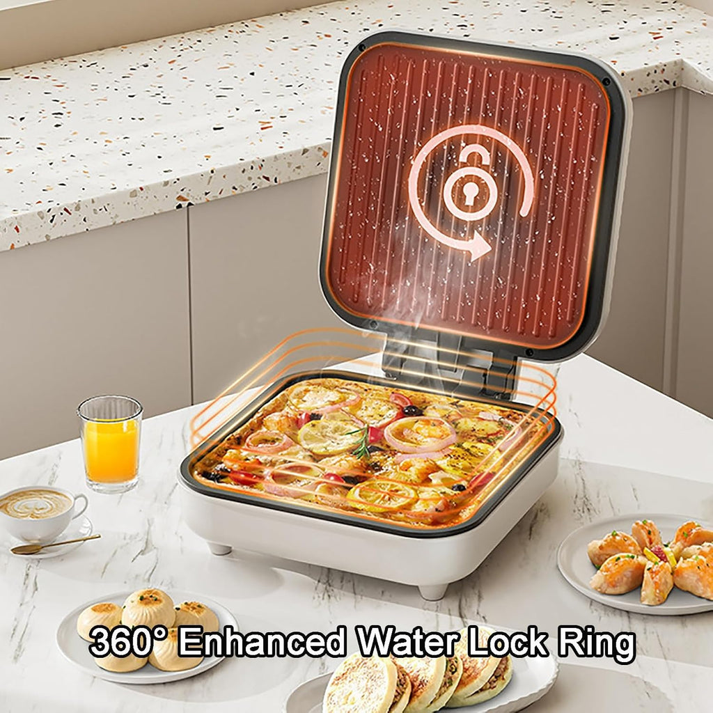Double-Sided Electric Skillet with Lid, Household Multi-Electric Baking Pan, 180° Folding Electric Grill Pan, for BBQ, Fried Rice, Pizza