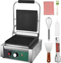 Commercial Panini Press, 2200W Panini Grill Press Sandwich Maker with Non-Stick Grooved Plates and Adjustable Temperature Control, Double-sided Heating Electric Griddle