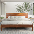 Acacia Emery Bed Frame with Headboard Solid Wood Platform Bed, King Size Bed Frame, Mid - Century Modern Wood Bed Compatible with All Mattresses, Easy Assembly, Non-Slip, Walnut