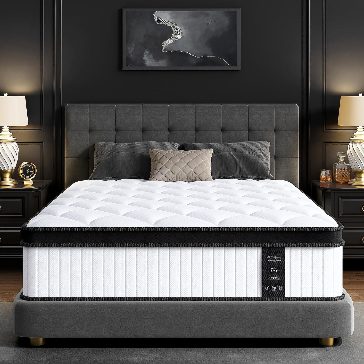 Queen Mattress, 12 Inch Mattress Queen Size in a Box with Memory Foam and Individual Pocket Springs for Motion Isolation, Pressure Relief, Medium Firm Feel, Cool&Comfortable Sleep, Breathable