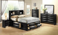 6pc Master Bedroom Set Black Finish Solid Wood Platform King Size Captain's Bed Wooden Furniture