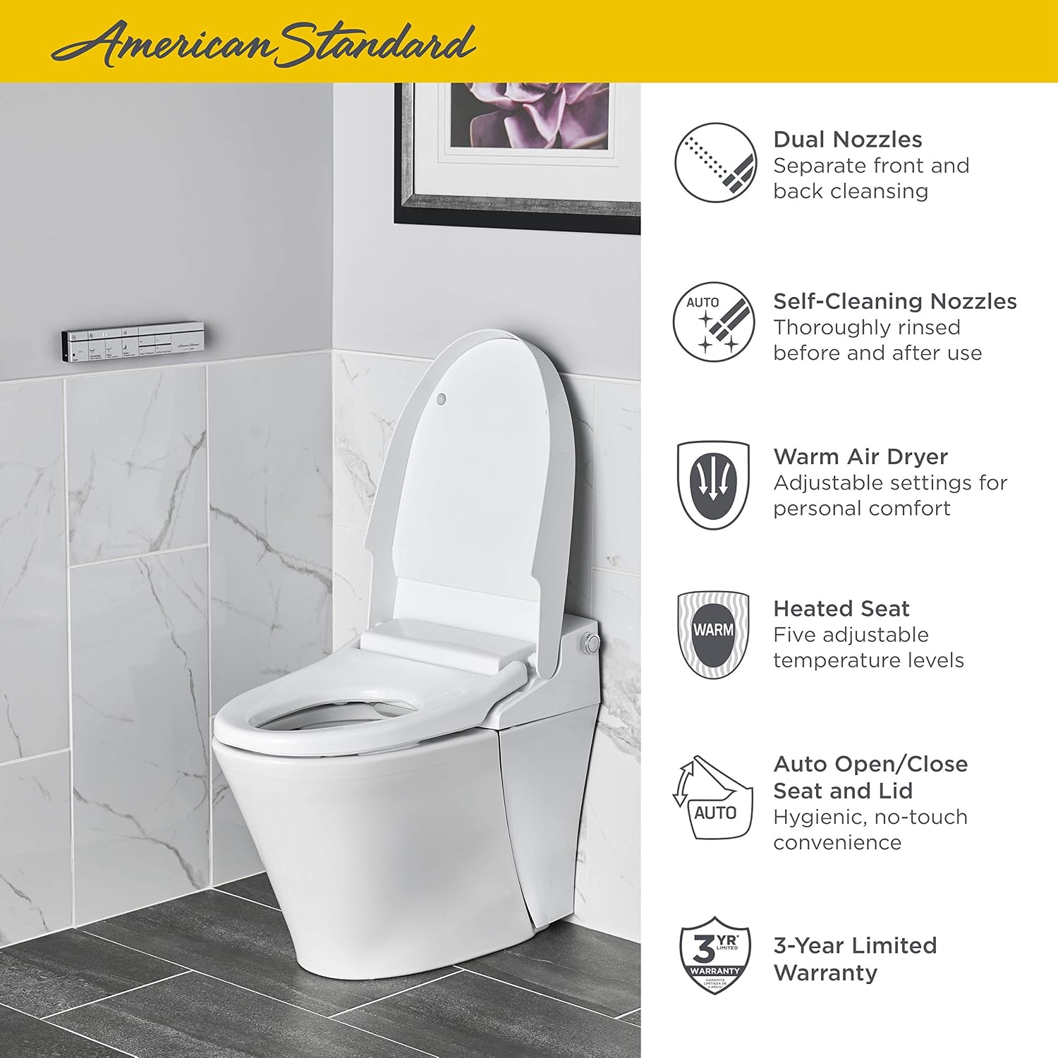 American Standard 297AA204-291 Advanced Clean 100 SpaLet Toilet, Alabaster White