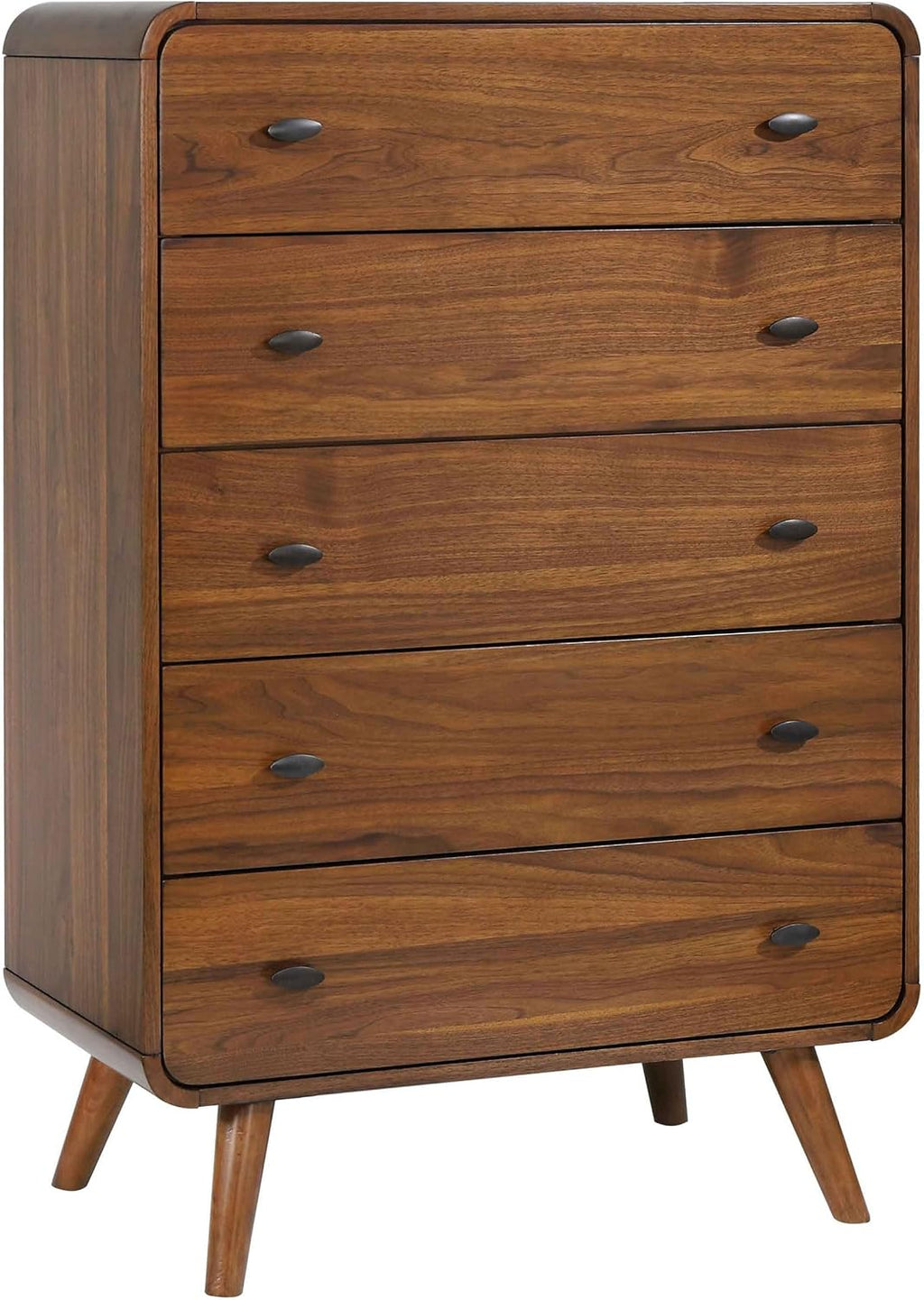 Coaster Home Furnishings Robyn Contemporary 5-Piece Bedroom Set Fabric Upholstered California King Size Panel Bed Frame 53-inch Headboard Dark Walnut 205131KW-S5