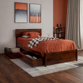 AFI, Wesley Twin XL Platform Bed with Panel Footboard & Storage Drawers, Walnut