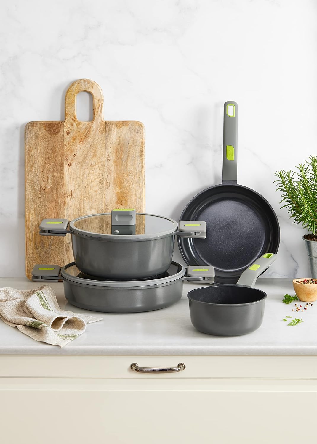 BRA COOKWARE Life Ceramic Nonstick Sauté Pan w/Glass Lid | 12.6 Inch 4.79 Quart Recycled Aluminum Deep Pan | Dual-Handle Braiser | Ceramic Non-Stick Coating | PFOA Free | All Cooktops & Oven Safe
