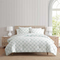 Martha Stewart - Twin/Twin XL Comforter Set, 100% Cotton Bedding with Shams, Soft and Breathable, Lightweight All-Season Comforter, Reversible Design, Romantic Trellis Blue