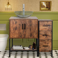 UEV 36' Antique Bathroom Vanity, Dark Brown Bathroom Vanity Set with Sink and 3 Drawers Side Cabinet Combo, Iron Wood Bathroom Cabinet with Adjustable Water Temperature Faucet (A16)