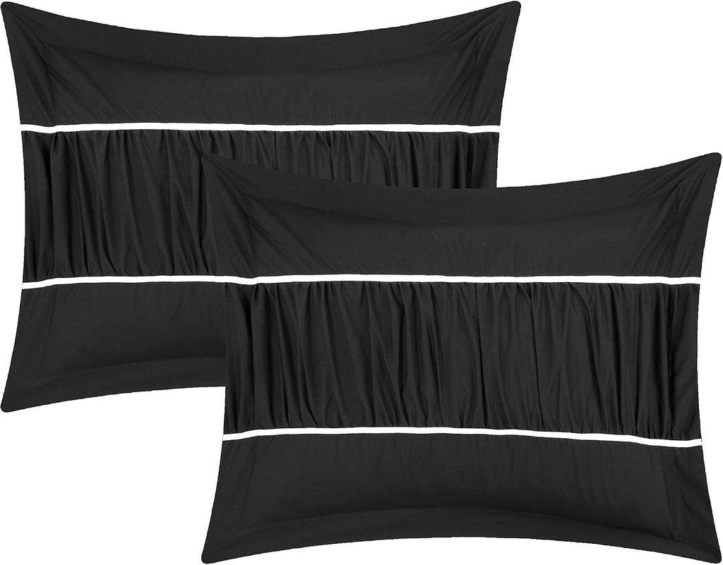 Chic Home CS2119-AN Cheryl 10 Piece Comforter Complete Bag Pleated Ruched Ruffled Bedding with Sheet Set, King, Black
