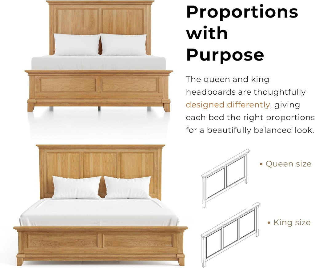 Furniture of America Yardley Farmhouse Solid Wood 5-Piece Bedroom Set with Platform Bed, Felt-Lined Top Drawers on Nightstands and Dresser with Mirror, Box Spring Needed, Queen, Natural Oak