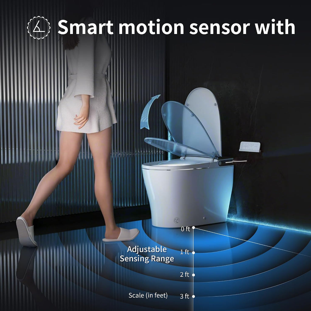 DeerValley Smart Toilet with Built-in Bidet, Auto Open/Close One Piece Toilet, 1000g MaP Auto Powerful Flush, Hot & Cold Bubble Spa Wash, Foam Shield, ADA Height, Built-in Pump for Low Water Pressure