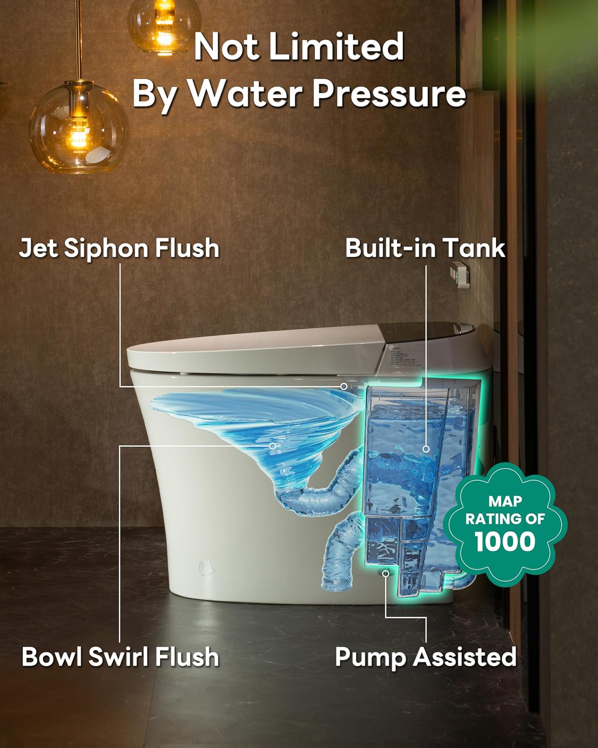 CANEST Smart Toilet with Bidet Built in, Auto Open Close Lid, ADA Height, Smart Temperature Control, Dual Flush with Tank, Heated Seat, Warm Dryer, Remote Control (TC-200GE NEW)