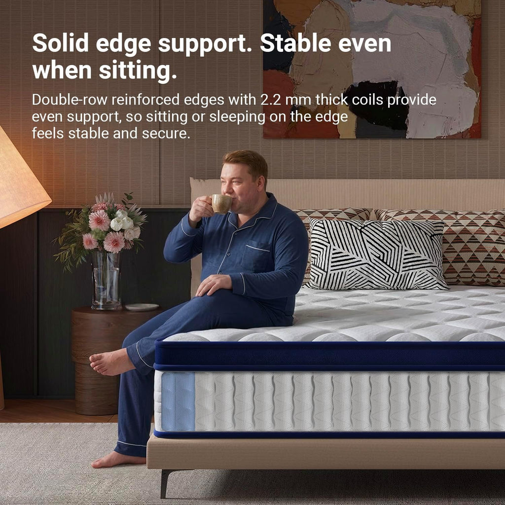 Avenco 10 Inch King Size Mattress for Deep Sleep, King Mattresses with Smart Coil Spring Technology for Pressure Relief, Breathable Cover Motion Isolation CertiPUR-US Certified Bed Mattress in a Box