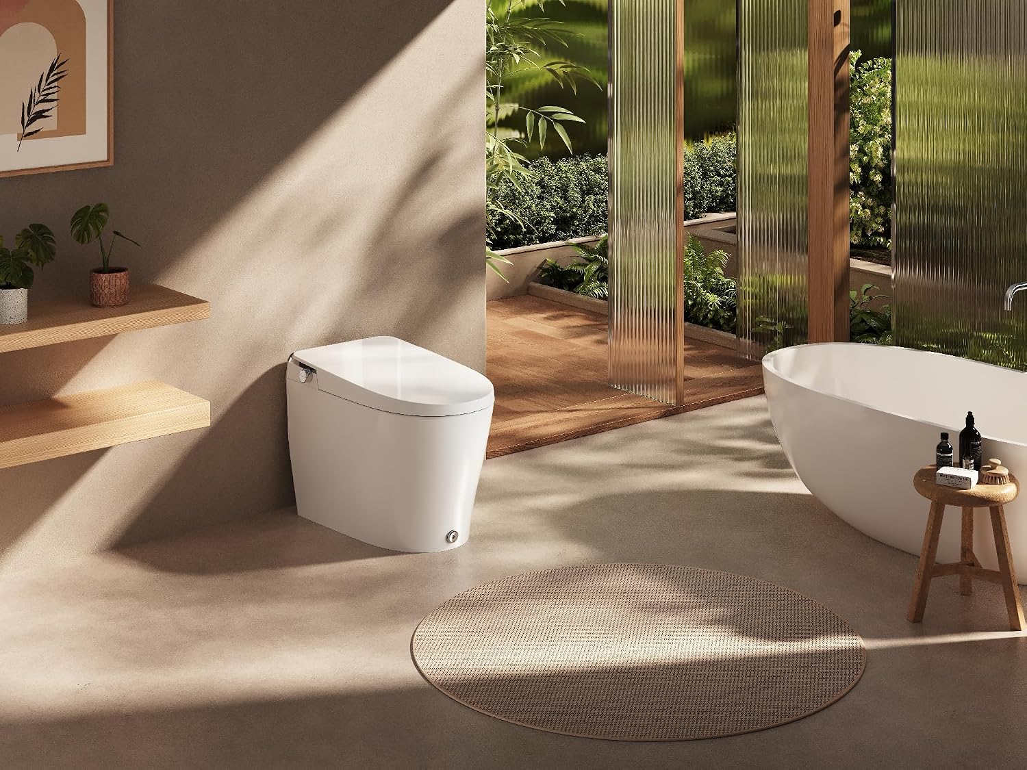 DeerValley Smart Toilet Auto Open & Close One Piece Tankless Toilet with Bidet Built in Auto Flush Warm Water Air Dryer Heated Seat Intelligent Water Filter for Modern Luxury Smart Home - DV-1S0029Pro
