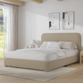 BarnFurin Full Size Bed Frame,Cloud Boucle Upholstered Platform Bed Frame with Headboard, Soft Rounded Corners, No Box Spring Required, Non-Slip and Noise-Free, Easy Assembly, Beige