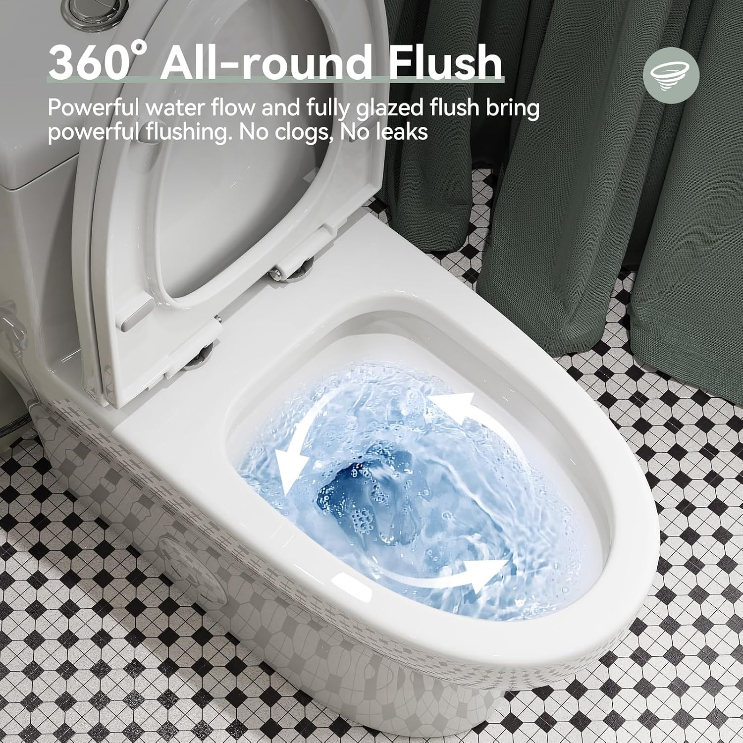 HOROW HR-ST076WD Dual Flush Elongated Toilet with Soft Close Seat, High-Efficiency Supply, Standard Bathroom Toilet 12' Rough-In, White Finish