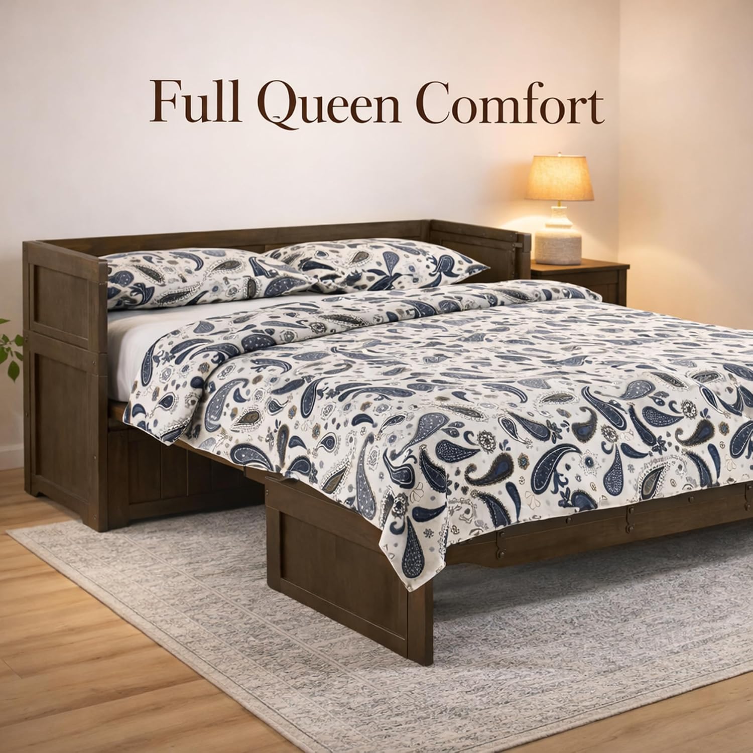 NIGHT & DAY Furniture Murphy Cube Cabinet Bed (Rustic Brown w/Ranchero Hardware, Queen)