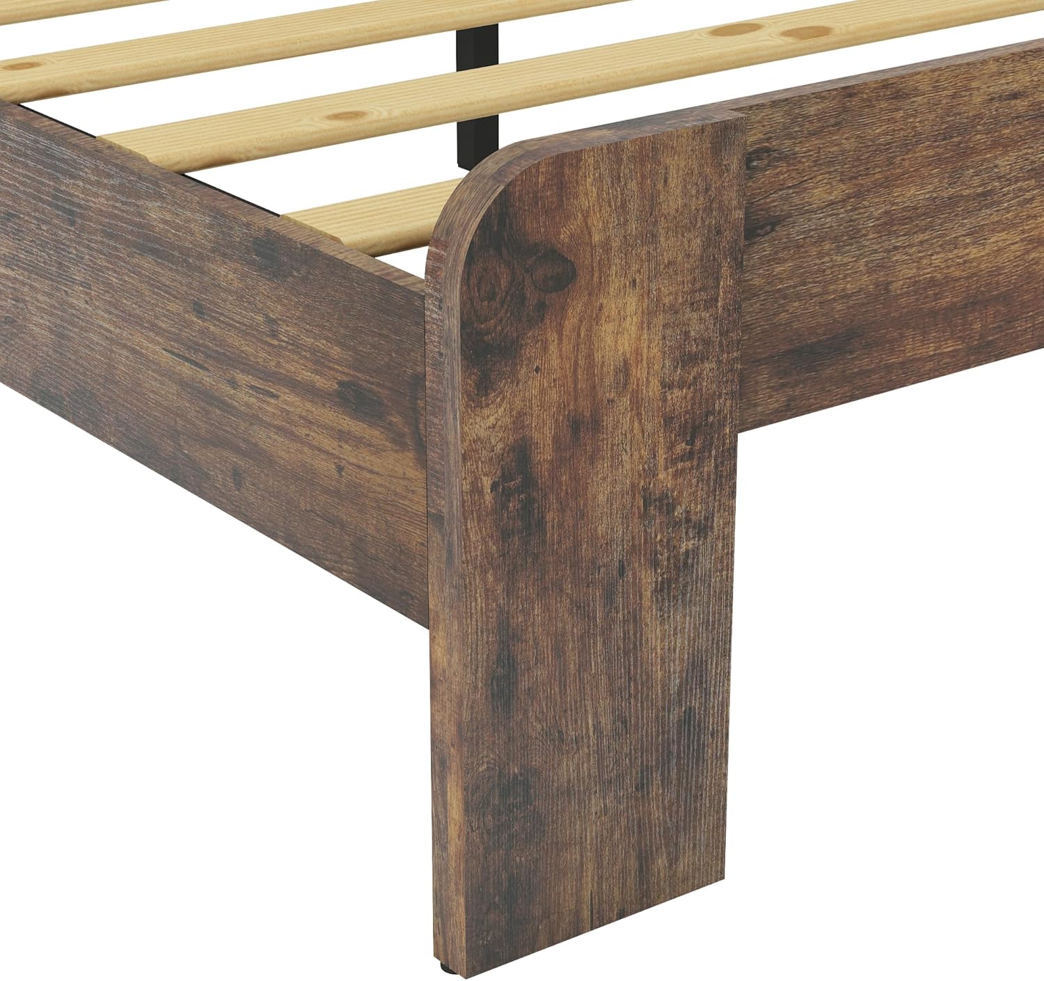 Bellemave Rustic Vintage Full Size Bed Frame with Storage Headboard and Charging Station,Wooden Platform Bed Frame Full Size with LED Lights and Wood Slats,Easy Assembly,Dark Brown
