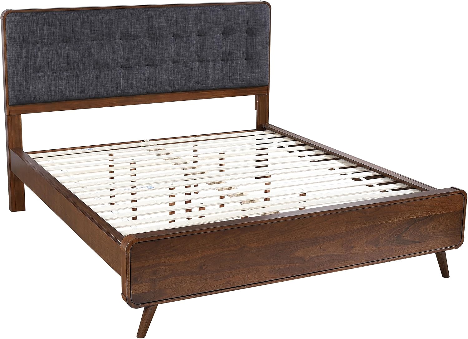 Coaster Home Furnishings Robyn Contemporary 5-Piece Bedroom Set Fabric Upholstered California King Size Panel Bed Frame 53-inch Headboard Dark Walnut 205131KW-S5