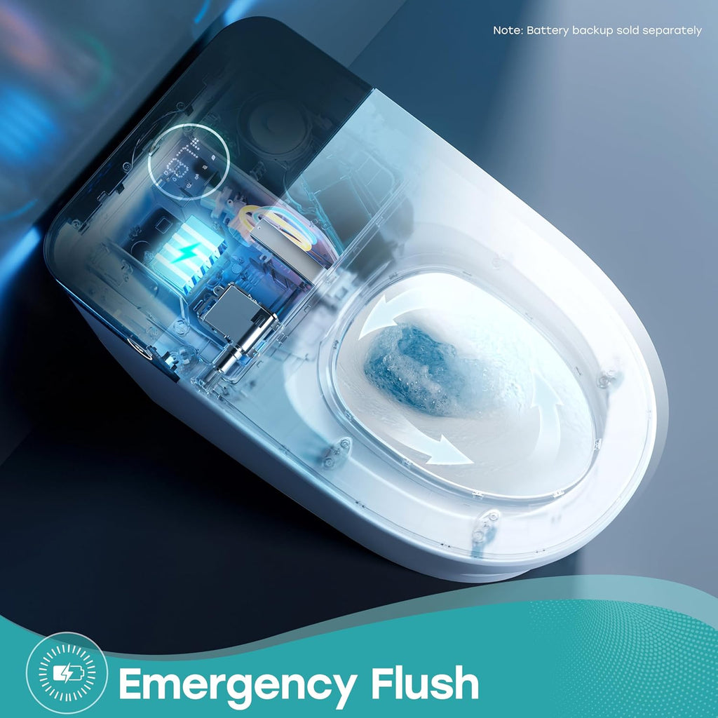 HOROW T38 Artistic Smart Toilet, Bidet Toilet with Powerful Flush, Auto Open/Close Lid, Instant Warm Water, Elongated Heated Seat, Dryer, Night Light, Deodorization